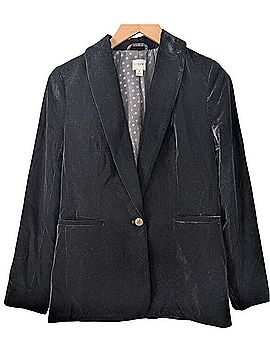 J.Crew Factory Store Black Velvet One Button Blazer Blazer (view 1)