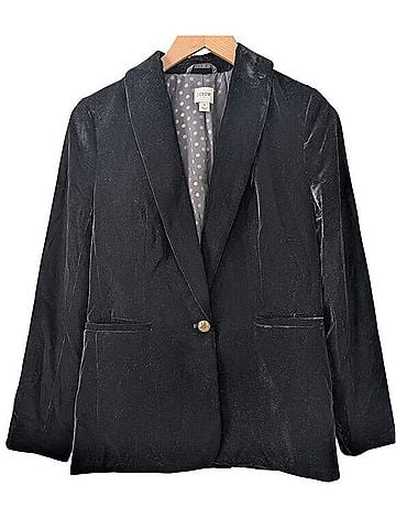 J.Crew Factory Store Black Velvet One Button Blazer Blazer (view 1)