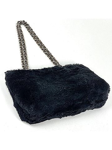 Chanel Chanel CHANEL Shoulder Bag Coco Mark Fur Black Women's (view 2)