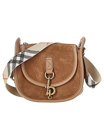 Burberry Burberry Mini B Clip Crossbody Bag in Brown Suede (view 1)