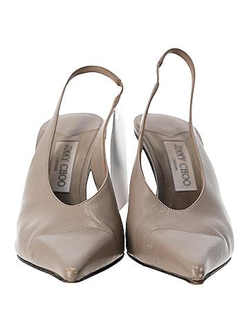 Jimmy Choo Jimmy Choo Isa 95 Slingback Pumps in Beige Leather (view 2)