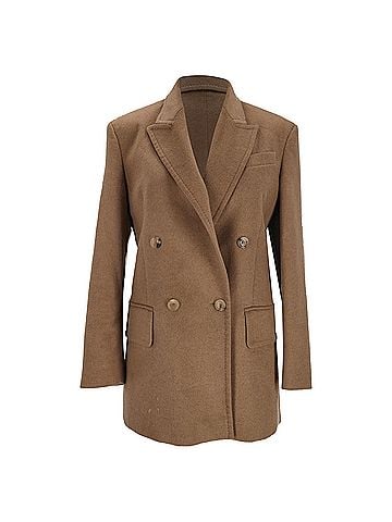 Max Mara Max Mara Olimpia Double-Breasted Blazer in Brown Camel Hair (view 1)