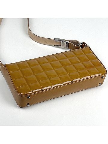 Chanel Chanel CHANEL Shoulder Bag Coco Mark Chocolate Bar Enamel Patent Leather Brown Women's (view 2)