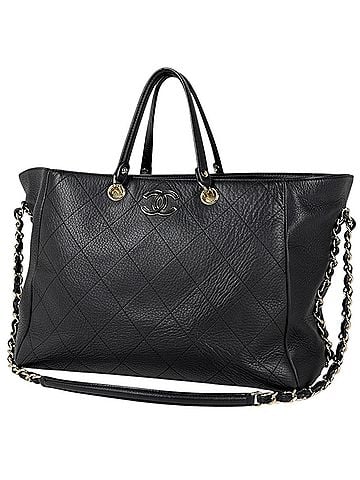 Chanel Chanel CHANEL Tote Bag Small Shopping Coco Mark 2-Way Leather Black Women's (view 1)