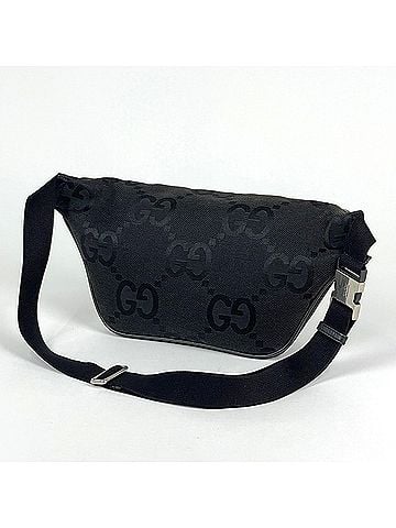 Gucci Gucci Jumbo GG Belt Bag/Waist Bag, Canvas, Black, 696031, Women's (view 2)