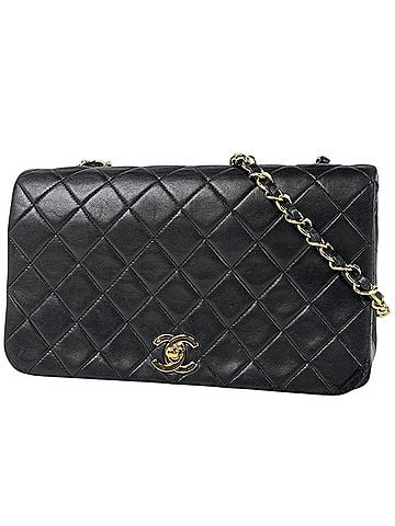 Chanel Chanel Matelassé Single Flap Shoulder Bag with Coco Mark, Leather, Black, A03568, Women's (view 1)