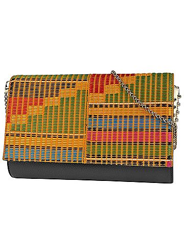 Christian Louboutin Christian Louboutin Paloma Clutch Bag Chain Wallet Studded Fabric Multicolor Black Women's (view 1)