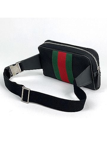 Gucci Gucci GUCCI Body Bag Sherry Line Web Waist Canvas Black 630919 Women's (view 2)