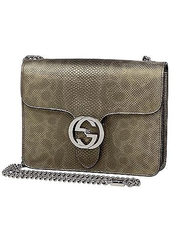 Gucci Gucci Interlocking G Leather Shoulder Bag, Gold, 387609, Women's (view 1)