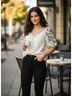 Max Studio Floral Ivory Short Sleeve Blouse Size S - photo 8