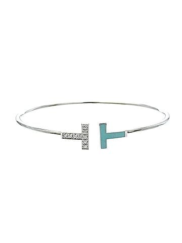 Tiffany & Co. Tiffany Tiffany T Tiffany &amp; Co. TT Wire Bangle With Diamonds And Turquoise White Gold (18K) Diamond,Turquoise Bangle Silver (view 1)
