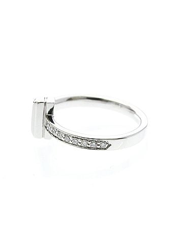 Tiffany & Co. Tiffany T One Narrow Diamond Ring White Gold (18K) Fashion Diamond Band Ring Silver (view 2)