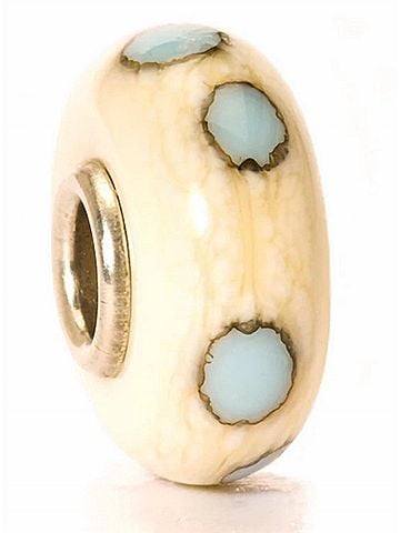 Trollbeads Women's Beige/Blue Dot Glass Bead Charm (view 1)