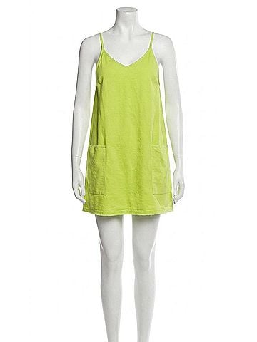 Listicle Mini Dress Romper in Lime Green (view 1)