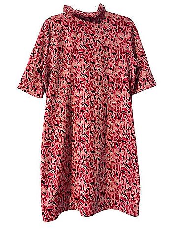 Tyler Boe Pink Leopard Print Ruffle Neck Tunic Casual Dress (view 2)