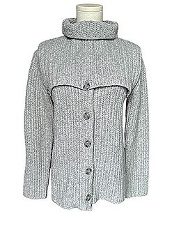 Rosetta Getty Collective Layered Button Up Gray Ribbed Turtleneck Sweater (view 2)