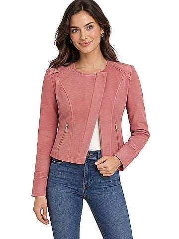 White House Black Market Ultra Suede Moto, Blazer (view 1)