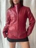 Worthington 100% Leather 100% Polyester Solid Red Jacket Size S - photo 5