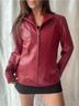 Worthington 100% Leather 100% Polyester Solid Red Jacket Size S - photo 10