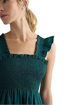 Quince Organic Cotton Poplin Smocked Midi Dress Casual Dress (view 2)
