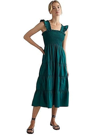 Quince Organic Cotton Poplin Smocked Midi Dress Casual Dress (view 1)
