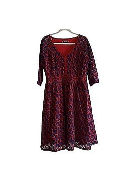 Miusol Floral Lace 3/4 Sleeve V Neck A Line Dress Active Dress (view 1)