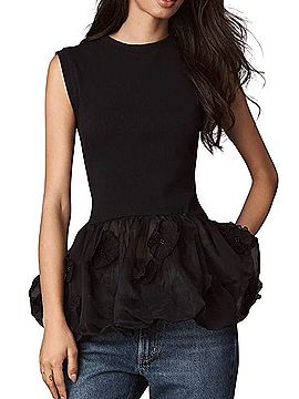 Anthropologie 3D Floral Peplum Tank Sleeveless T-Shirt (view 1)