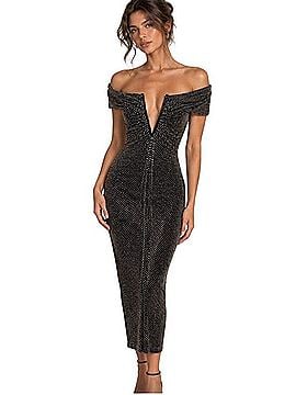 Self-Portrait Printed Mesh Rhinestone Midi Dress Cocktail Dress (view 1)