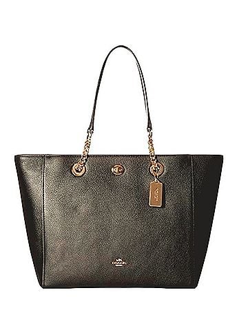 Coach Turn lock Pebbled Leather Chain Tote Tote (view 2)