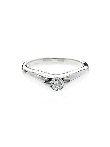 Tiffany & Co. Tiffany Curved Band Ring With 1 Diamond Platinum Fashion Diamond Band Ring Silver (view 1)