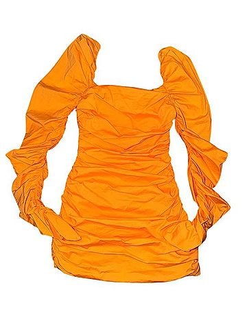 Caroline Constas Orange Ruched Square-Neck Mini Dress Cocktail Dress (view 2)