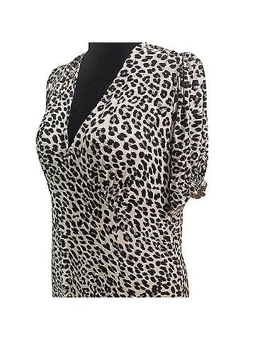 ASOS Plunge Leopard Print Tea Dress Casual Dress (view 2)