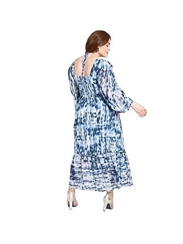 ELOQUII Blue Tie-Dye Midi Dress Casual Dress (view 2)