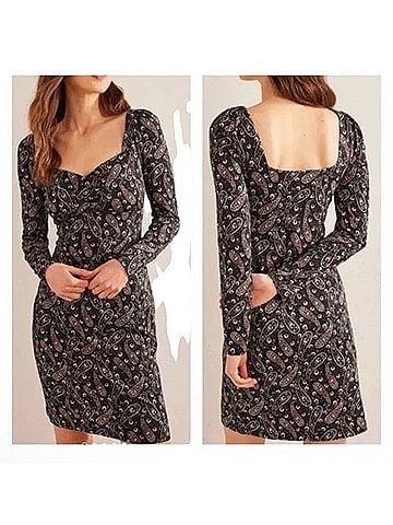 Boden Sweetheart Paisley Jersey Long Sleeve Dress Casual Dress (view 1)