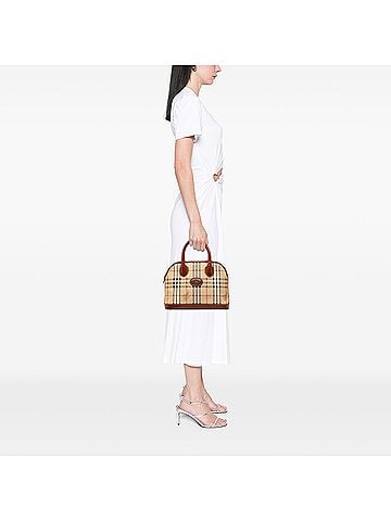 Burberry Haymarket Check Coated Canvas Dome Satchel (view 2)