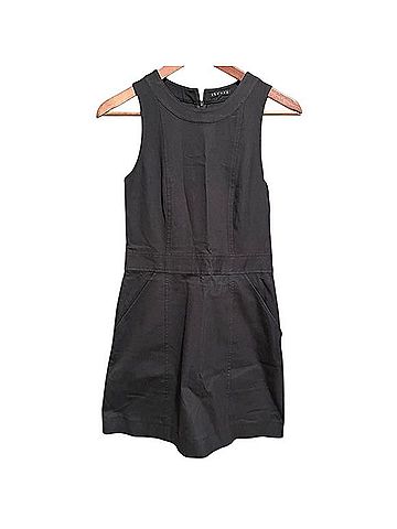 Theory Classic Black Mini Dress with Pockets Casual Dress (view 2)