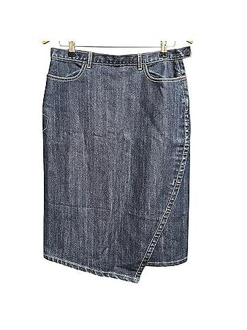 Faconnable Asymmetrical Denim Pencil Skirt Denim Skirt (view 1)