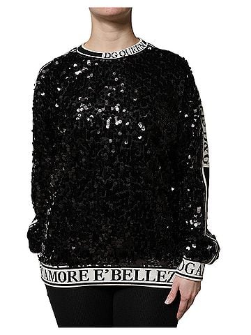 Dolce & Gabbana Black DG Queen Sequin Pullover Women's Sweater (view 1)