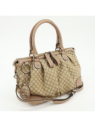Gucci Sukey Diamante Canvas With Leather Beige Canvas Tote Bag Bag (view 2)
