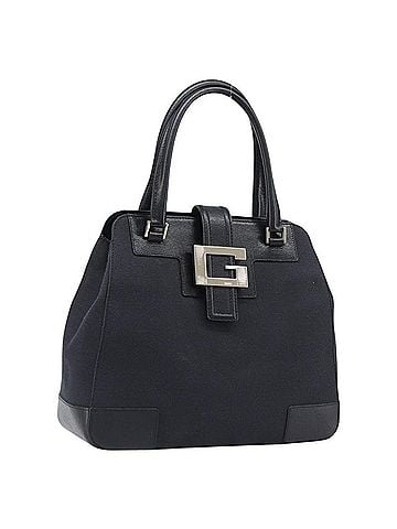 Gucci Vintage G Logo Canvas Black Leather Shoulder Bag Bag (view 1)