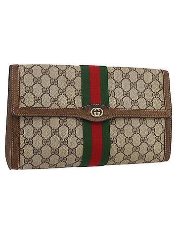 Gucci Vintage Web Flap Clutch Gg Coated Canvas Beige Canvas Clutche &amp; Pouche Bag (view 1)