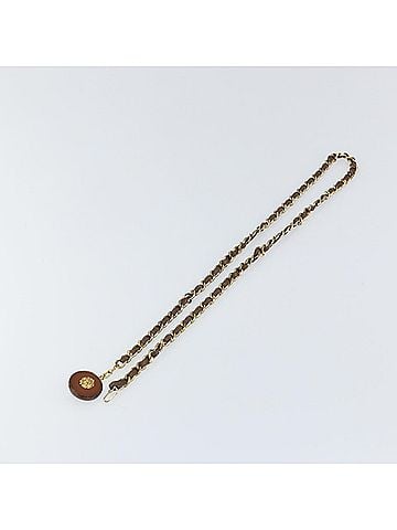 Chanel Vintage Logo Chain Belt Metal And Leather Brown Metal Belts Accessory (view 2)