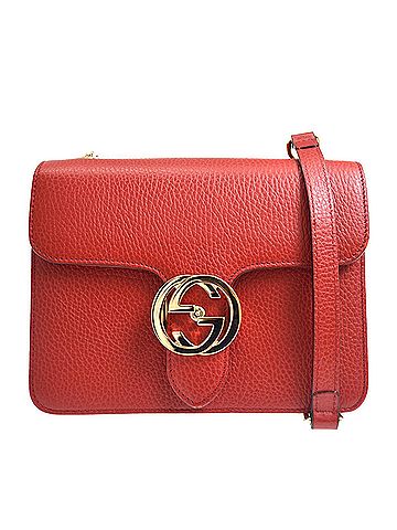 Gucci Interlocking Leather Red Leather Shoulder Bag Bag (view 1)