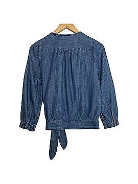 Madewell Wrap Chambray Denim Top 3/4 Sleeve Top (view 2)