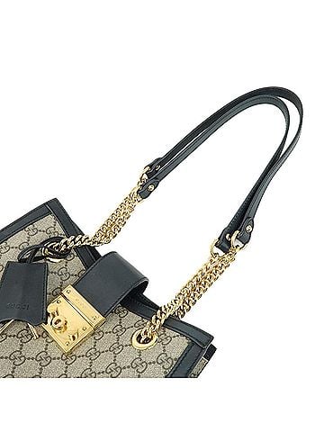 Gucci Padlock Chain Gg Coated Canvas With Leather Beige Canvas Tote Bag Bag (view 2)
