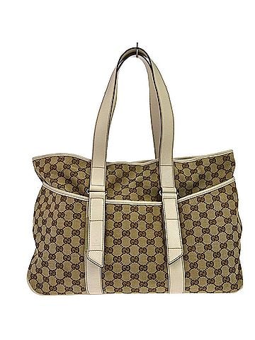 Gucci Belted Gg Canvas With Perforated Leather Beige Canvas Tote Bag Bag (view 1)