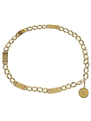Chanel Vintage Medallion Logo Chain Belt Metal Gold Gold_Plated Belts Accessory (view 1)