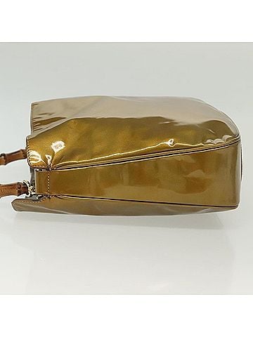 Gucci Vintage Bamboo Handle Open Hobo Leather Gold Patent_Leather Shoulder Bag Bag (view 2)