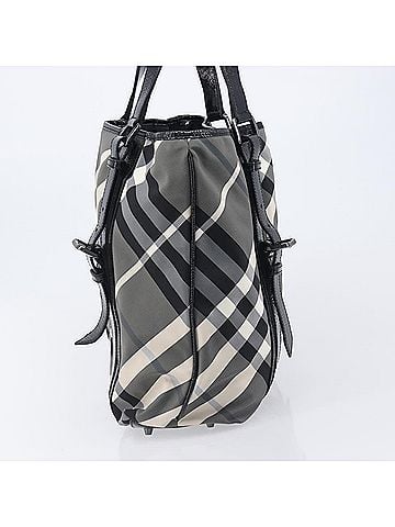 Burberry Nova Check Tote Canvas Check Pattern Black Nylon Handbag (view 2)