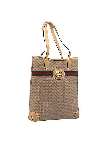 Gucci Sherry Line Tote Canvas Beige Canvas Tote Bag Bag (view 1)